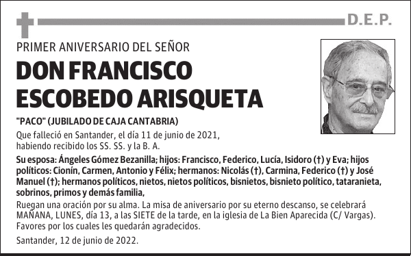 DON FRANCISCO ESCOBEDO ARISQUETA