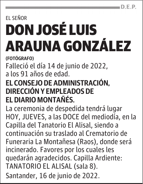 DON JOSÉ LUIS ARAÚNA GONZÁLEZ