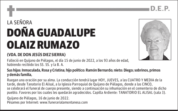 DOÑA GUADALUPE OLAIZ RUMAZO
