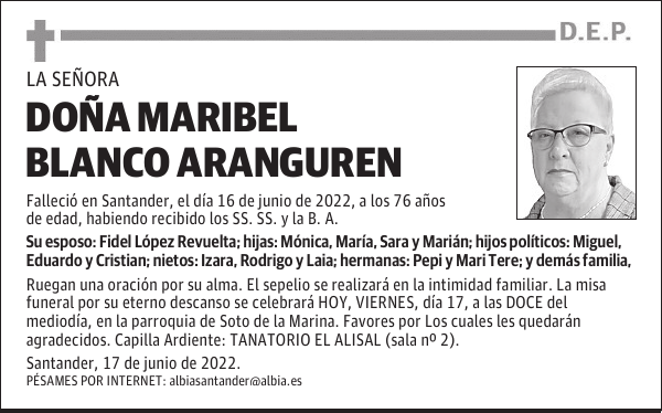 DOÑA MARIBEL BLANCO ARANGUREN