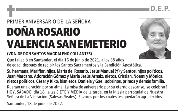 DOÑA ROSARIO VALENCIA SAN EMETERIO