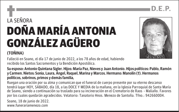 Doña María Antonia González Agüero