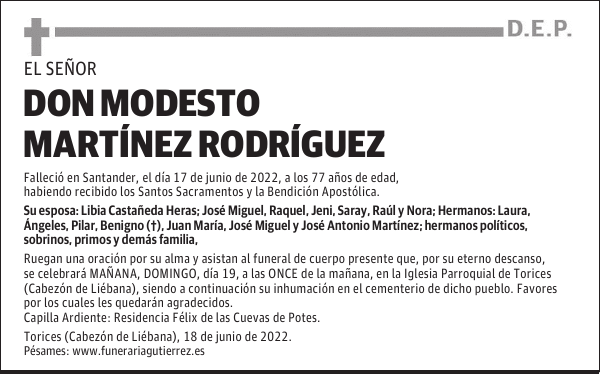 D. MODESTO MARTÍNEZ RODRÍGUEZ