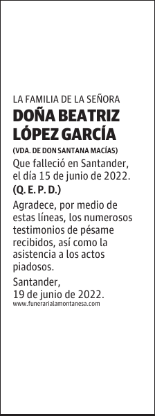DOÑA BEATRIZ LÓPEZ GARCÍA