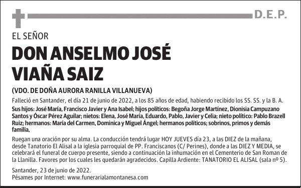 DON ANSELMO JOSÉ VIAÑA SAIZ