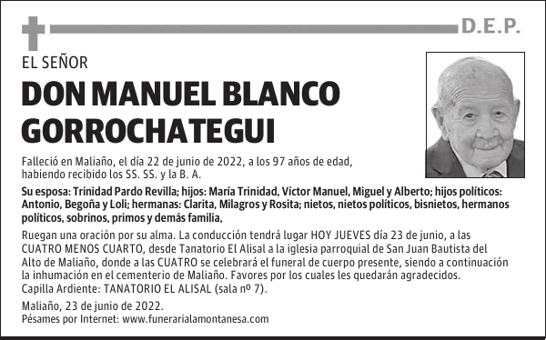 DON MANUEL BLANCO GORROCHATEGUI