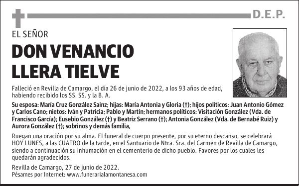 DON VENANCIO LLERA TIELVE