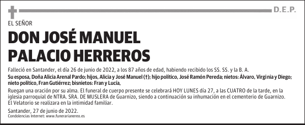 DON JOSÉ MANUEL PALACIO HERREROS