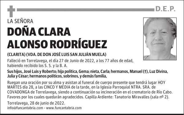 DOÑA CLARA ALONSO RODRÍGUEZ
