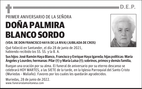 DOÑA PALMIRA BLANCO SORDO