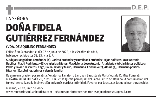 DOÑA FIDELA GUTIÉRREZ FERNÁNDEZ