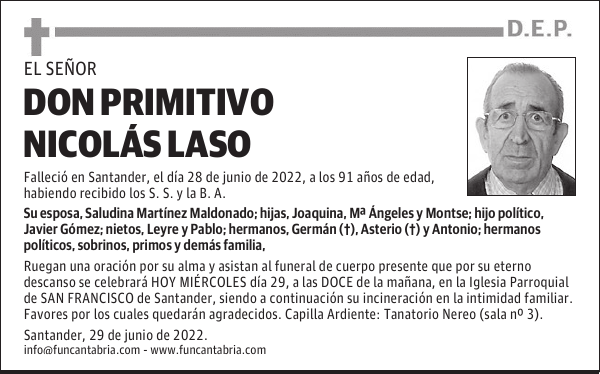 DON PRIMITIVO NICOLÁS LASO