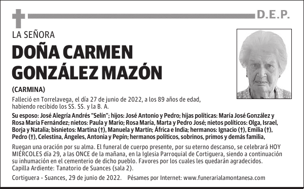 DOÑA CARMEN GONZÁLEZ MAZÓN