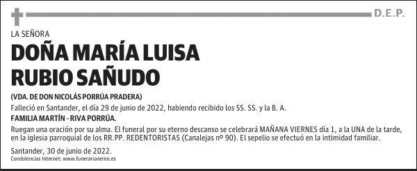 DOÑA MARÍA LUISA RUBIO SAÑUDO