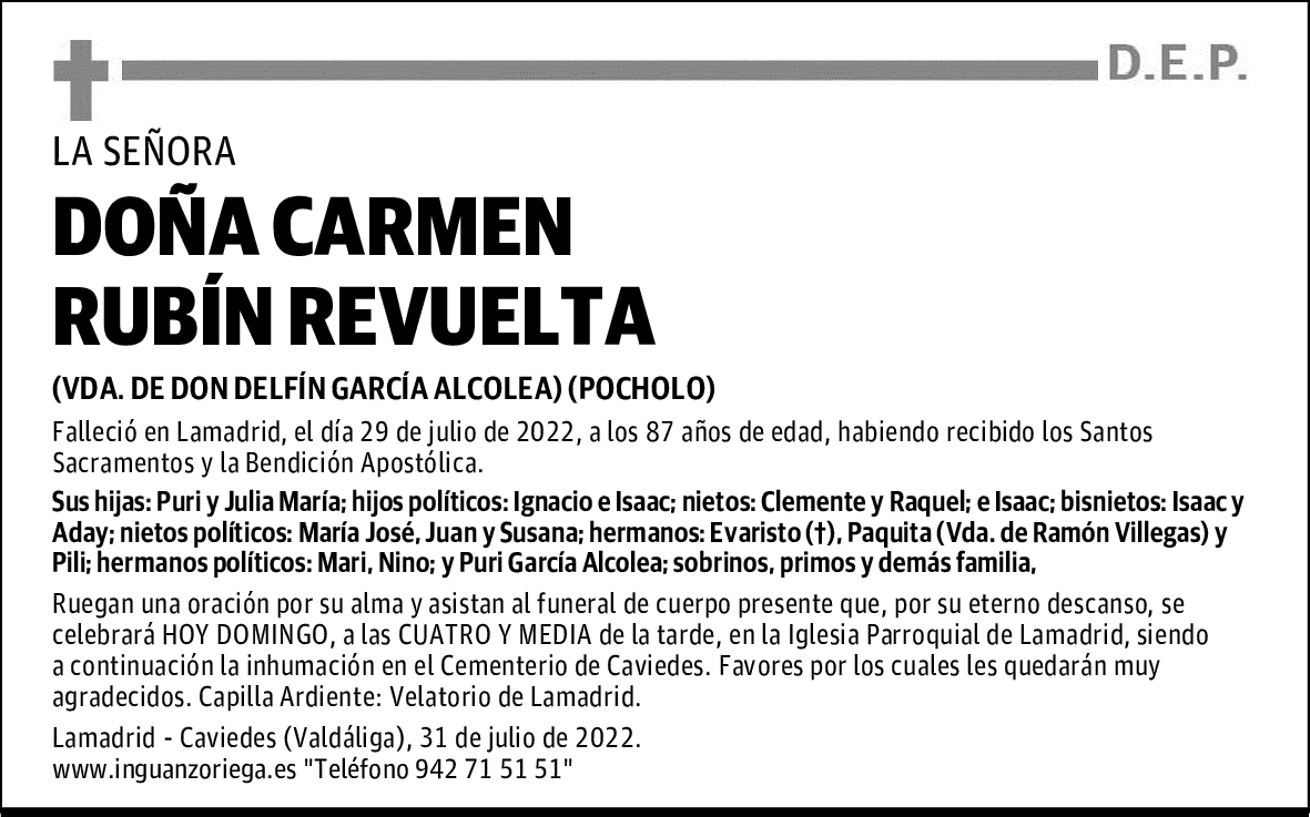 DOÑA CARMEN RUBÍN REVUELTA