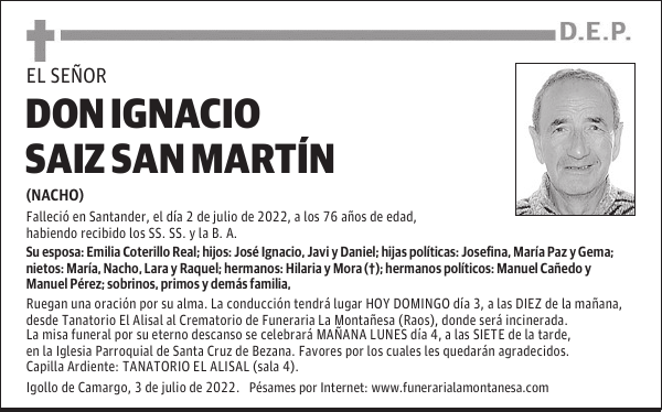DON IGNACIO SAIZ SAN MARTÍN