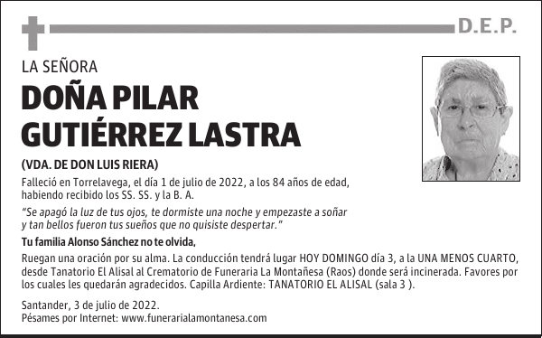 DOÑA PILAR GUTIÉRREZ LASTRA