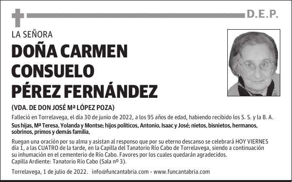 DOÑA CARMEN CONSUELO PÉREZ FERNÁNDEZ