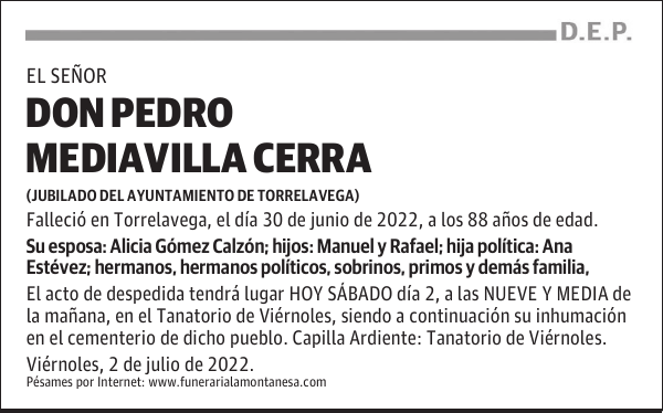 DON PEDRO MEDIAVILLA CERRA