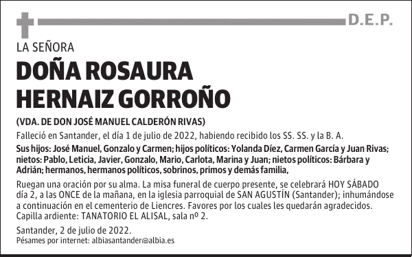 DOÑA ROSAURA HERNAIZ GORROÑO