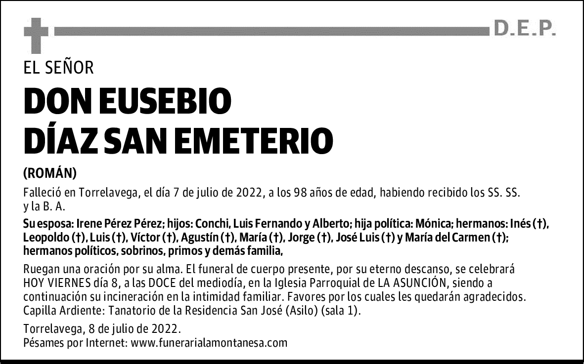 DON EUSEBIO DÍAZ SAN EMETERIO
