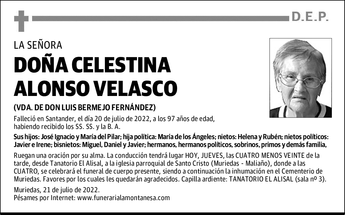 DOÑA CELESTINA ALONSO VELASCO