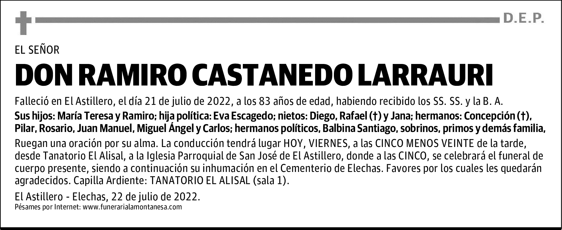 DON RAMIRO CASTANEDO LARRAURI