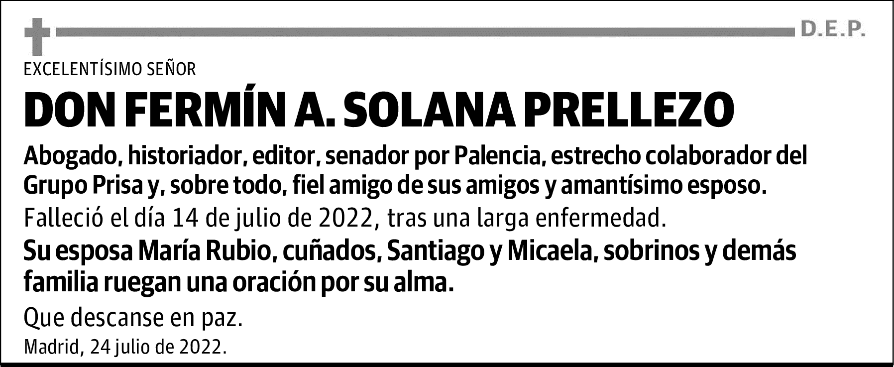 DON FERMÍN A. SOLANA PRELLEZO