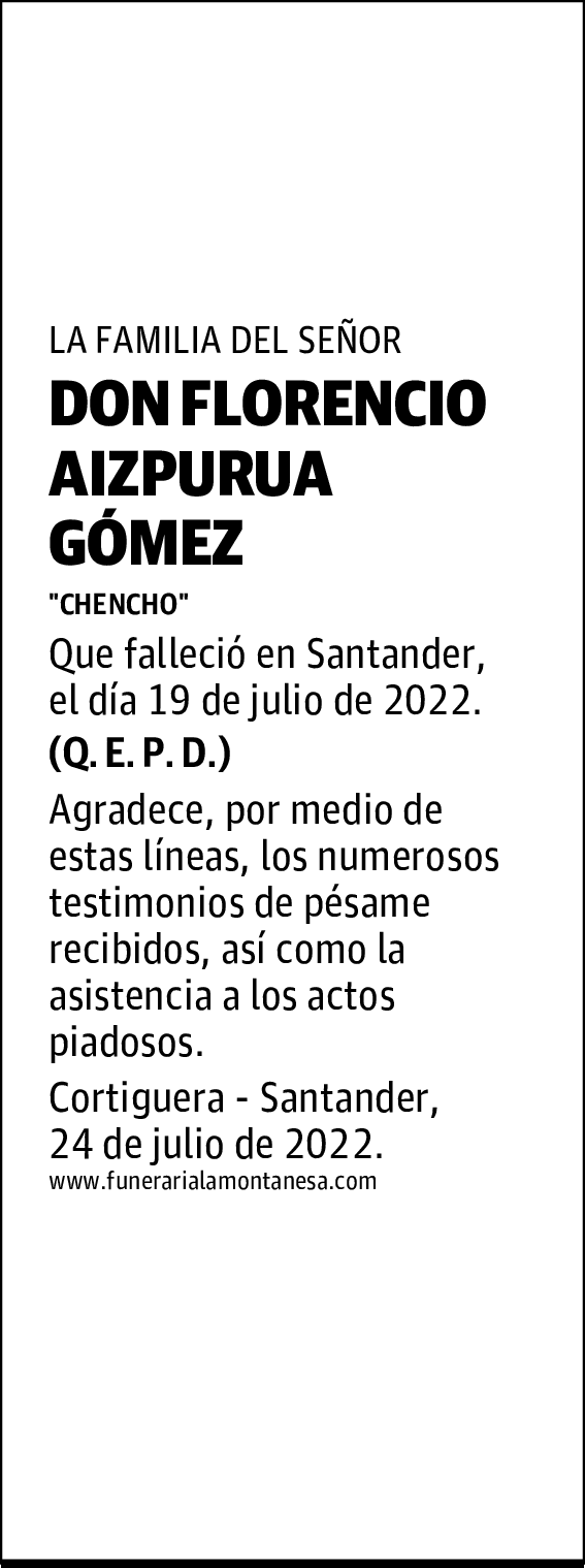 DON FLORENCIO AIZPURUA GÓMEZ