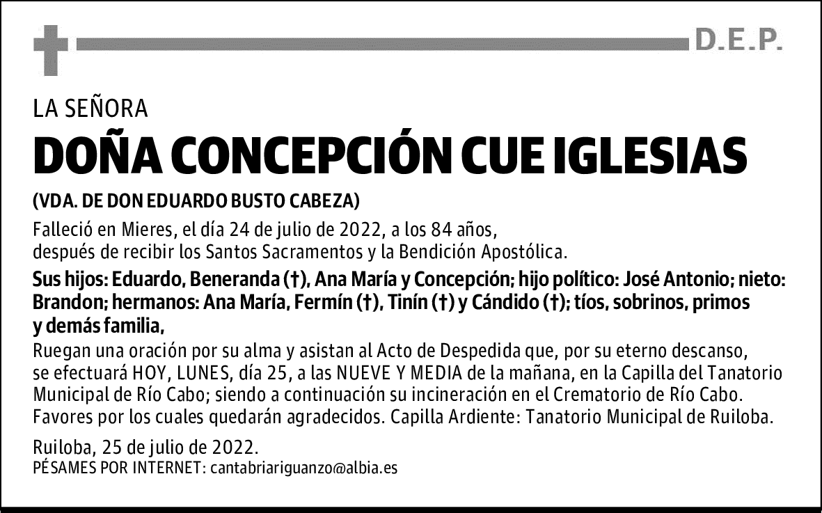 DOÑA CONCEPCIÓN CUE IGLESIAS
