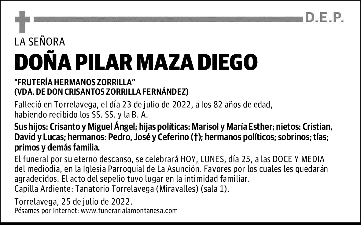 DOÑA PILAR MAZA DIEGO