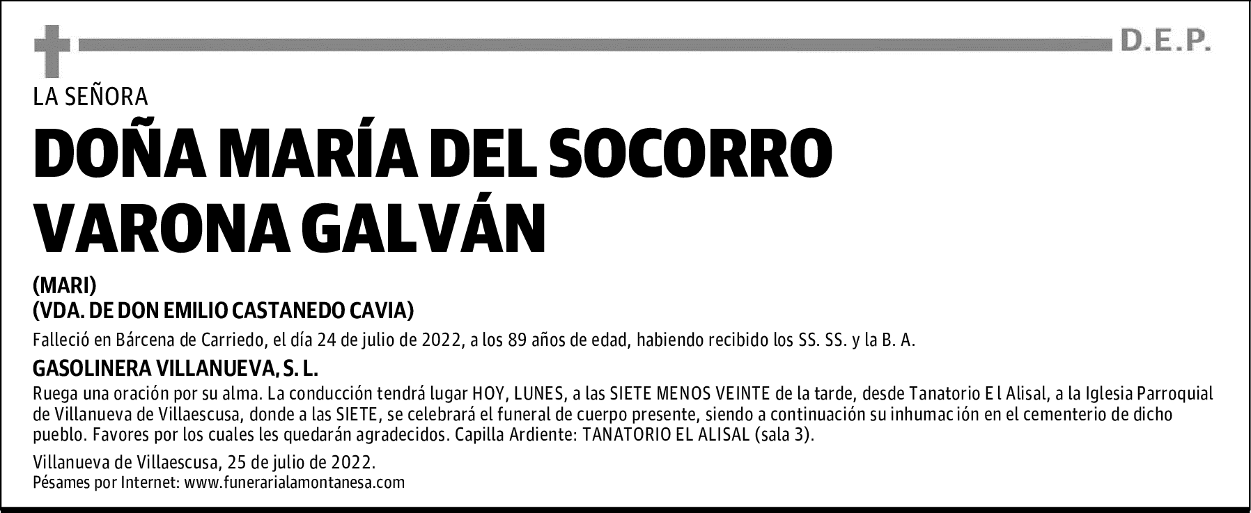 DOÑA MARÍA DEL SOCORRO VARONA GALVÁN