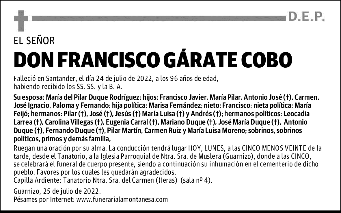 DON FRANCISCO GÁRATE COBO