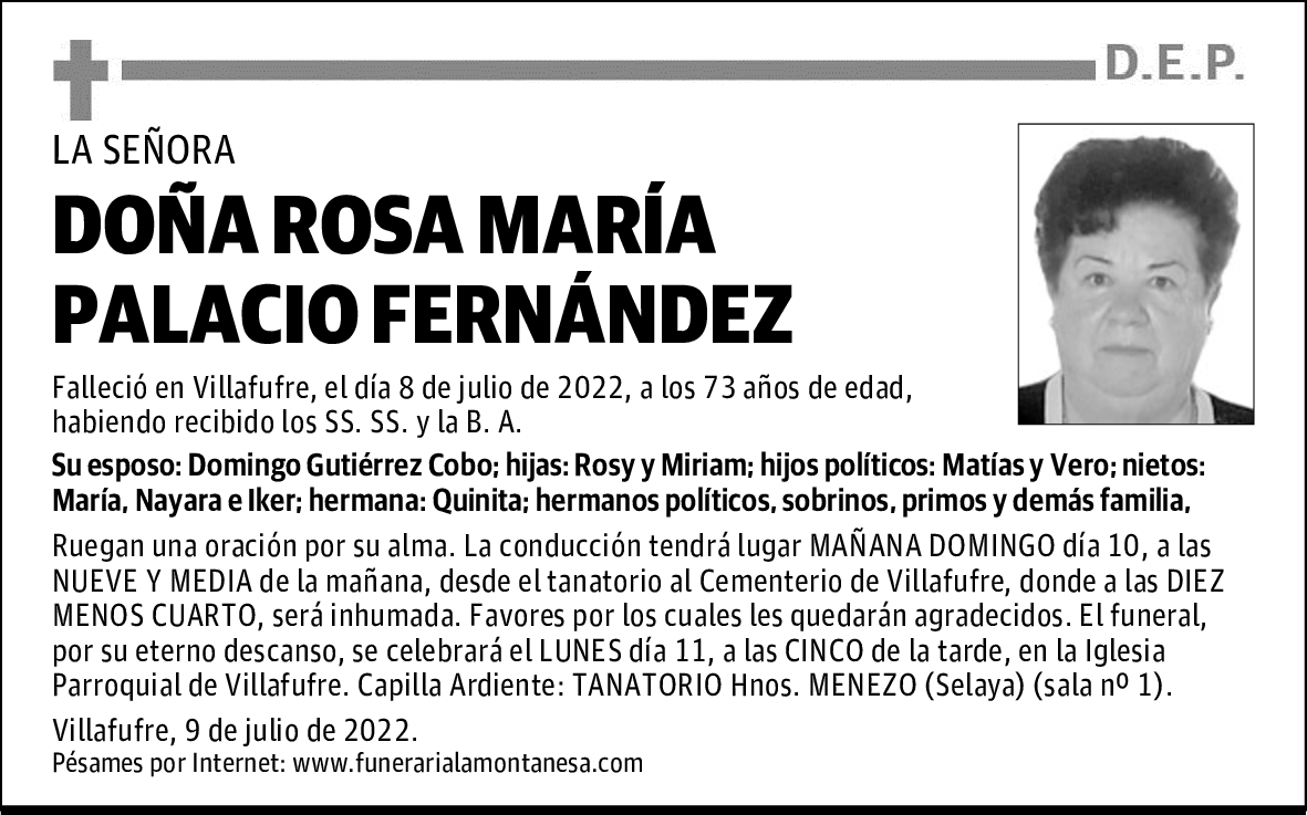 DOÑA ROSA MARÍA PALACIO FERNÁNDEZ