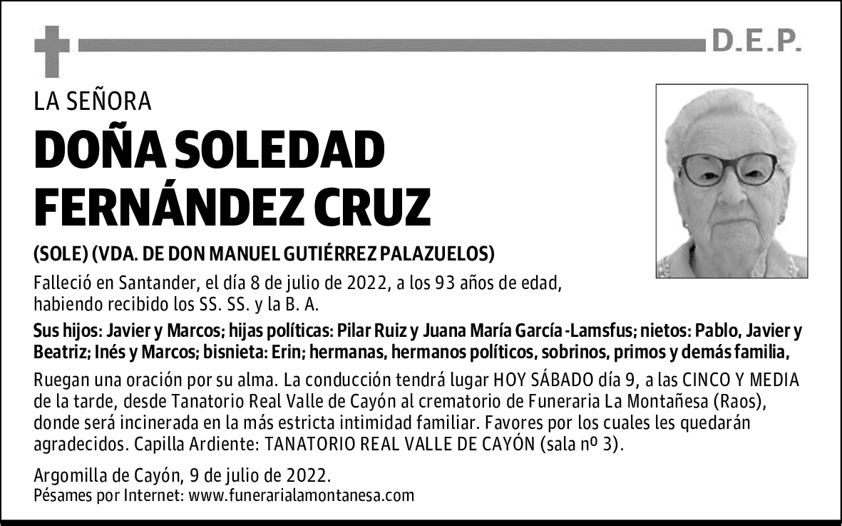 DOÑA SOLEDAD FERNÁNDEZ CRUZ