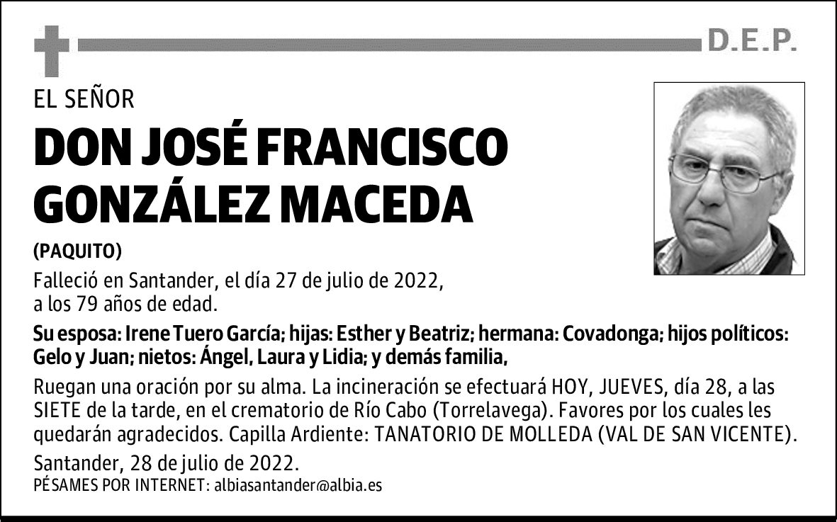 DON JOSÉ FRANCISCO GONZÁLEZ MACEDA