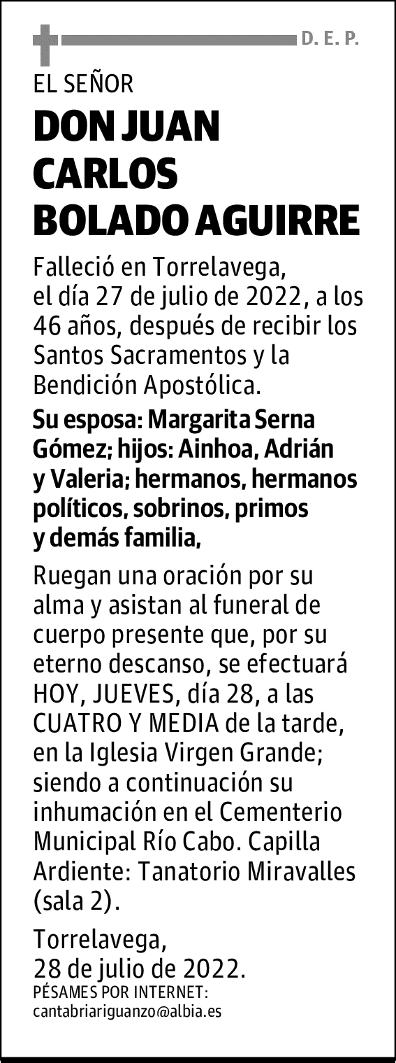 DON JUAN CARLOS BOLADO AGUIRRE