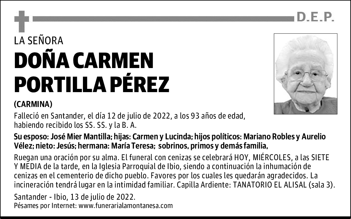 DOÑA CARMEN PORTILLA PÉREZ