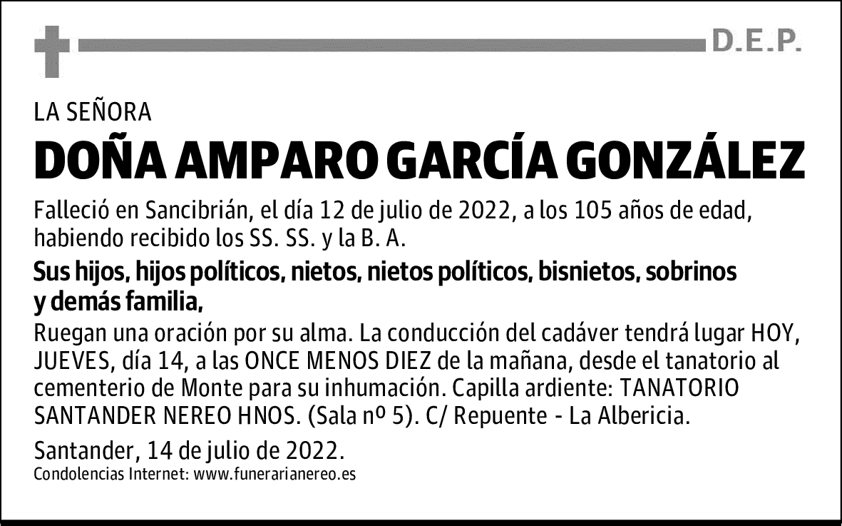 DOÑA AMPARO GARCÍA  GONZÁLEZ