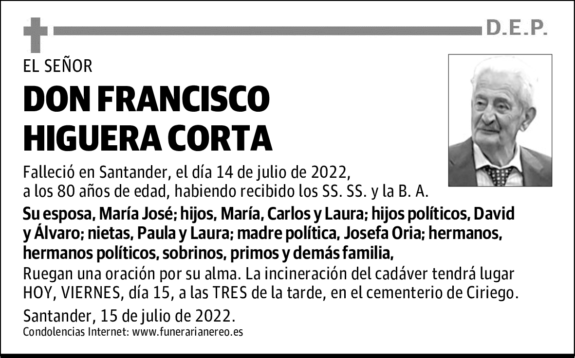DON FRANCISCO HIGUERA CORTA