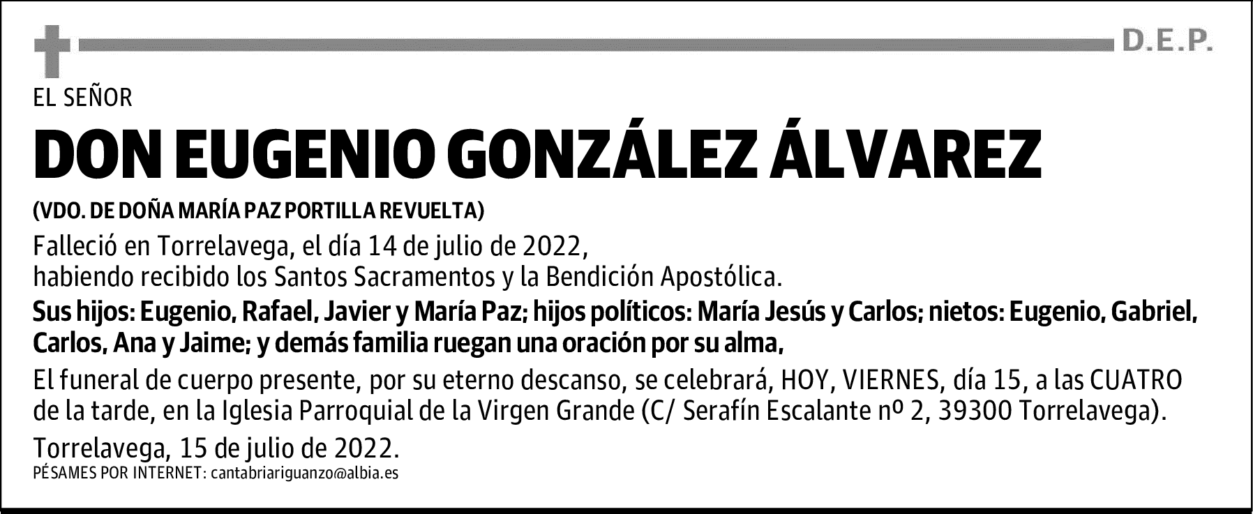 DON EUGENIO GONZÁLEZ ÁLVAREZ