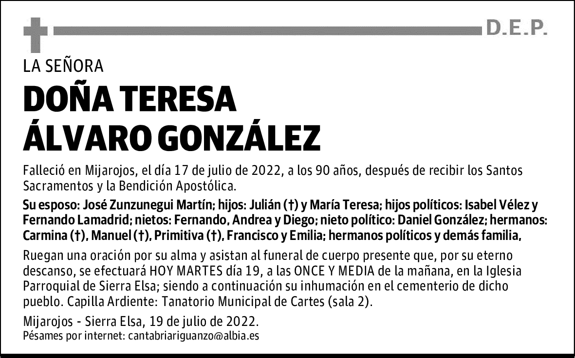 DOÑA TERESA ÁLVARO GONZÁLEZ