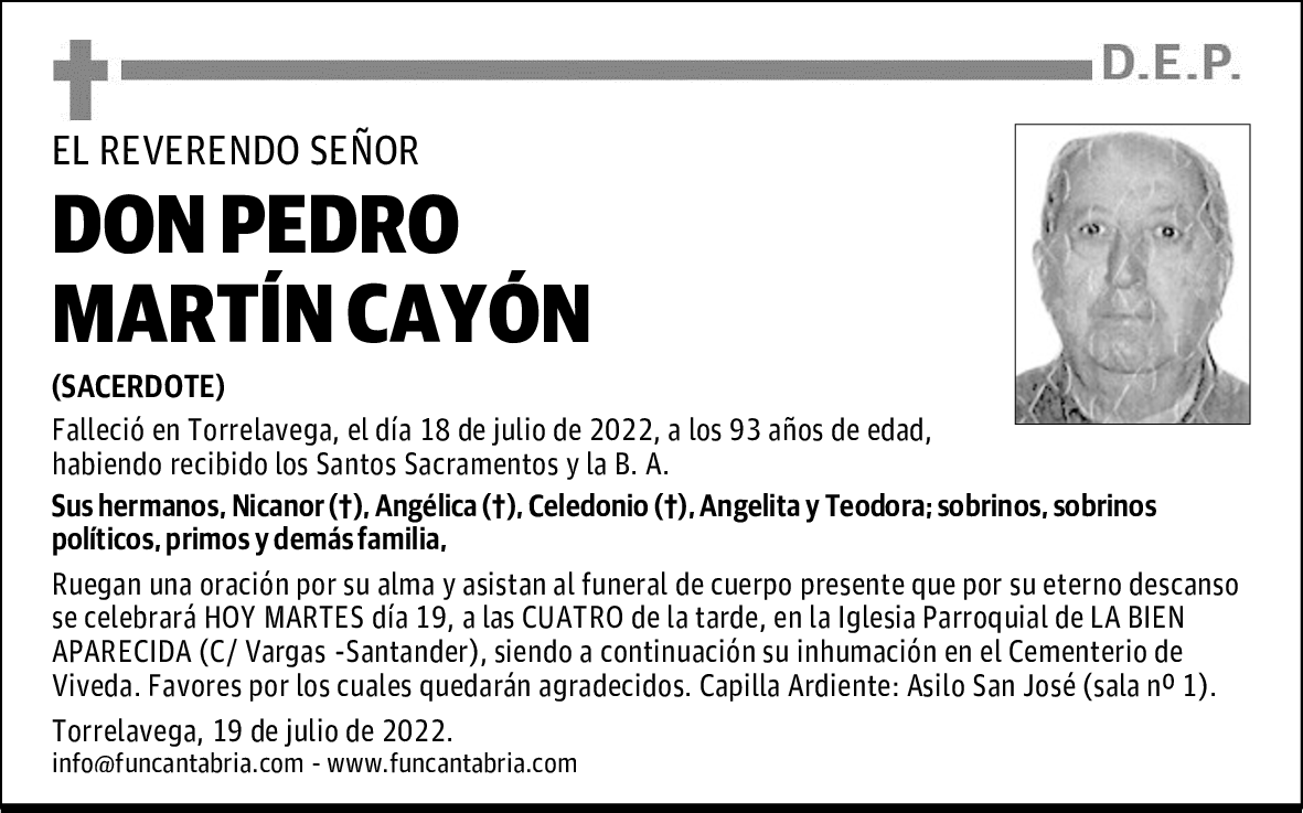 DON PEDRO MARTÍN CAYÓN