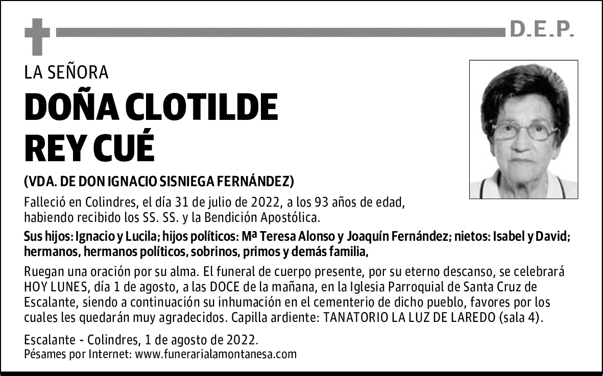 DOÑA CLOTILDE REY CUÉ