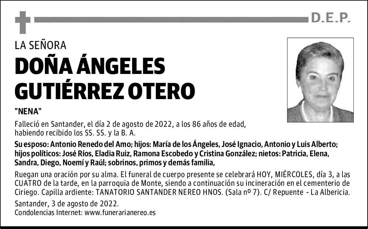 DOÑA ÁNGELES GUTIÉRREZ OTERO