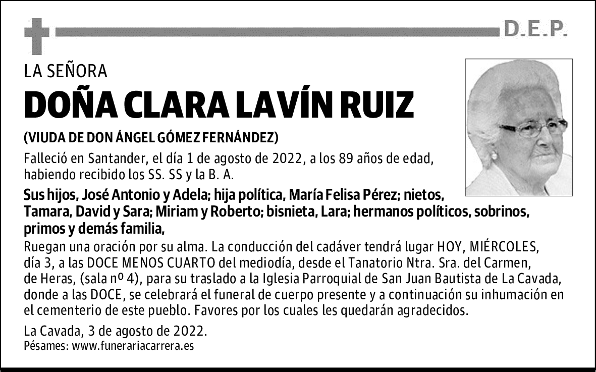 DOÑA CLARA LAVÍN RUIZ