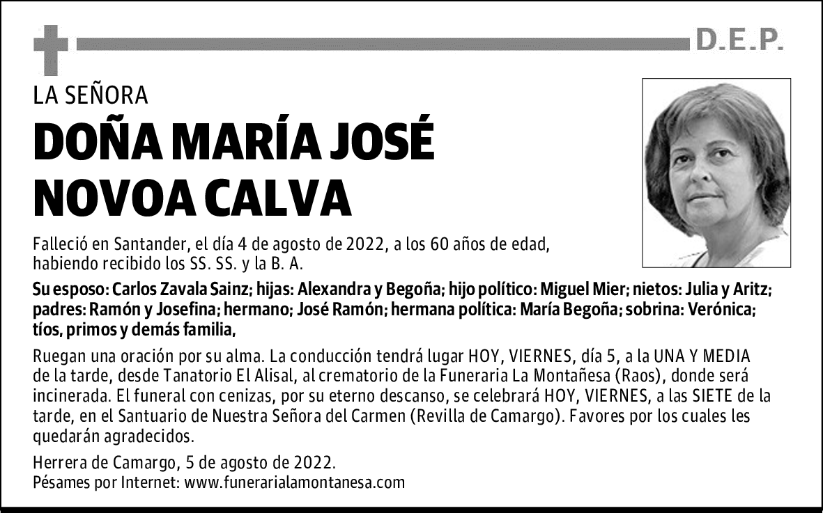 DOÑA MARÍA JOSÉ NOVOA CALVA