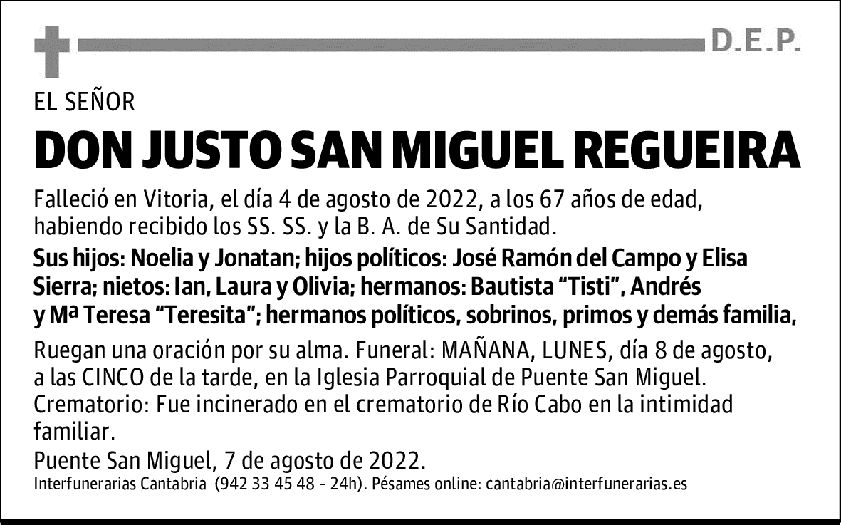DON JUSTO SAN MIGUEL REGUEIRA