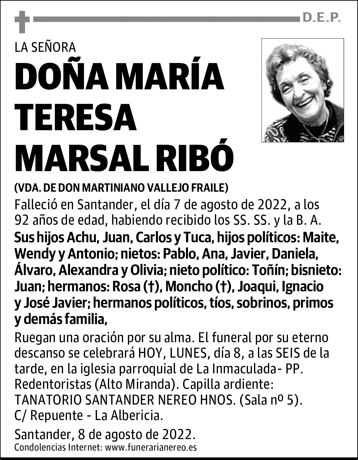 DOÑA MARÍA TERESA MARSAL RIBÓ