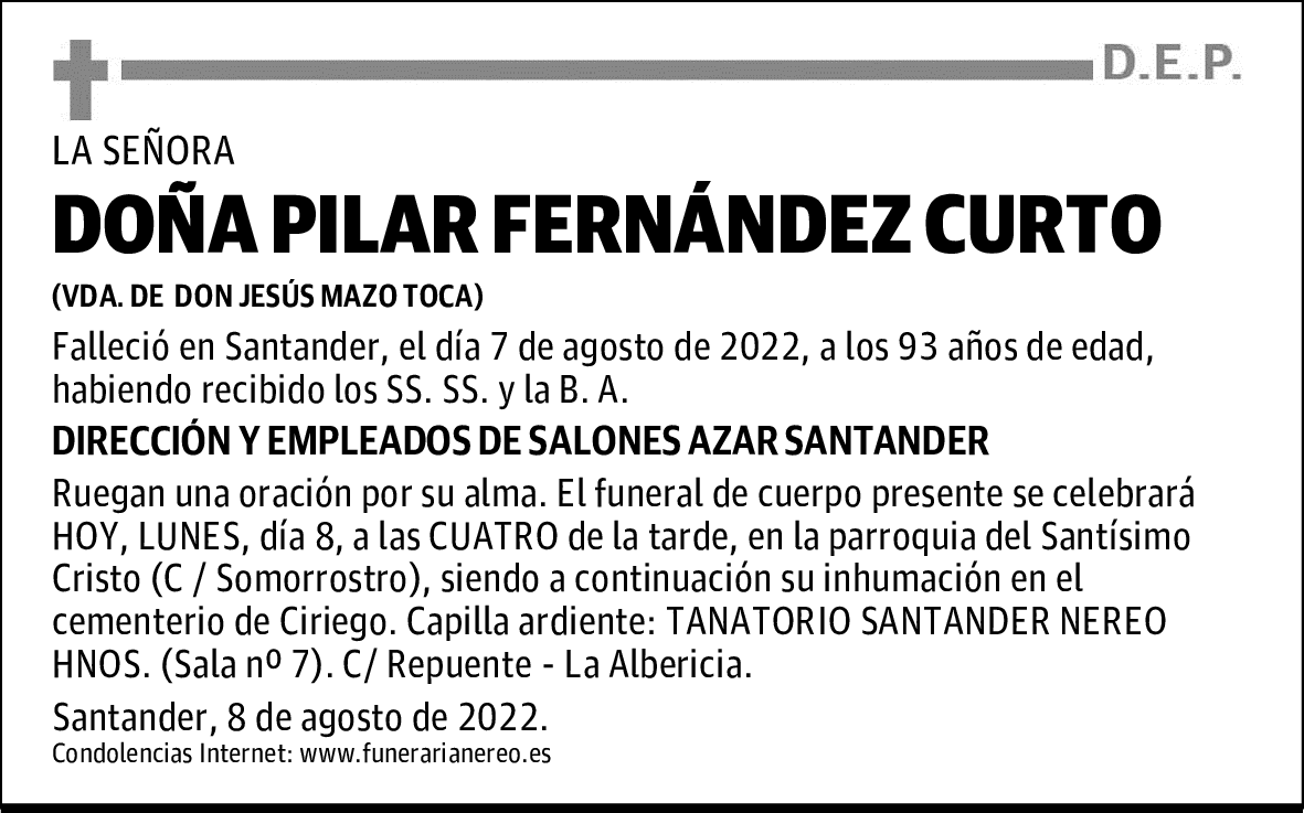 DOÑA PILAR FERNÁNDEZ CURTO